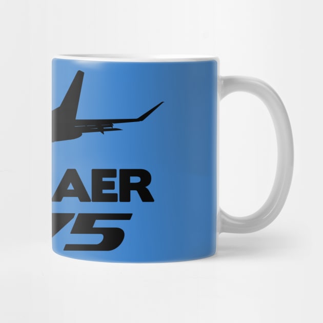 Embraer E175 Silhouette Print (Black) by TheArtofFlying